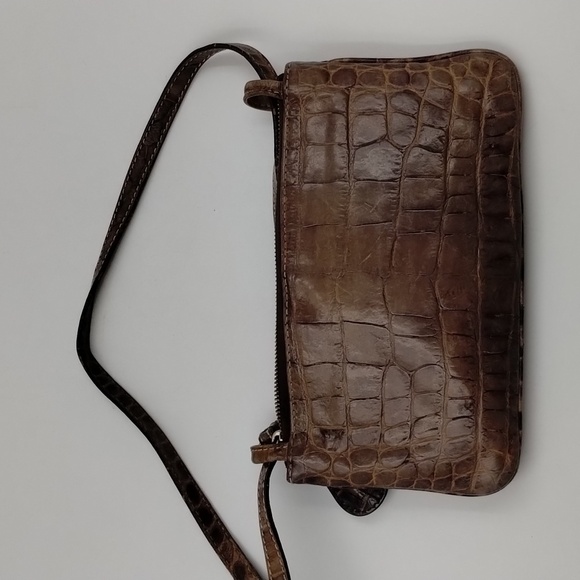 Dooney & Bourke Crocodile Embossed Beige Mini Slim Bag Bayou Collection - Picture 9 of 11